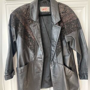 Vintage Adler 80s / 90s Black Suede Oversized Leather Jacket coat - Size small
